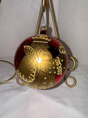 Red and Gold Some Mouth Blown Christmas Ornaments Lot of 5