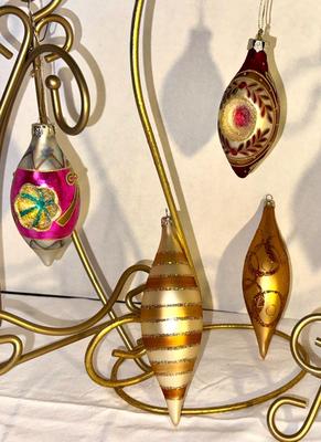 Vintage Mercury Glass Christmas Ornaments Lot of 4