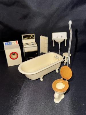 7 Piece Lot Chrysnbon Lundby Acme Vintage Miniature Dollhouse Furniture