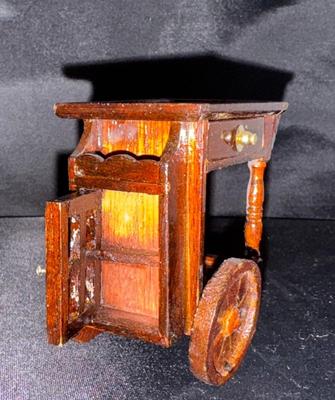Bar cart with working drawer and door 1:12 Vintage Miniature Dollhouse Furniture