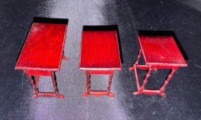Wooden Nesting Tables Vintage Miniature Dollhouse Furniture 1:12 Scale