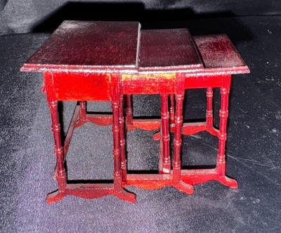 Wooden Nesting Tables Vintage Miniature Dollhouse Furniture 1:12 Scale