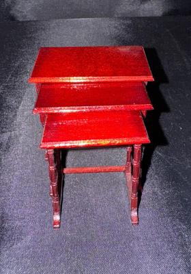 Wooden Nesting Tables Vintage Miniature Dollhouse Furniture 1:12 Scale