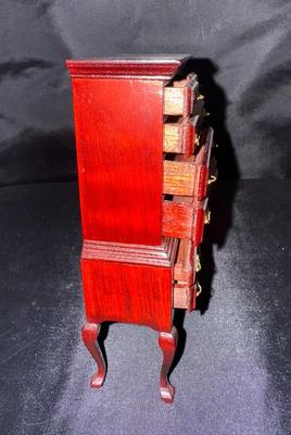 Wooden Highboy Chest Vintage Miniature Dollhouse Furniture 1:12 Scale