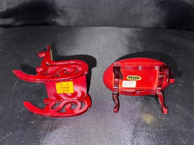 Wooden Rocking Chair and Table Vintage Miniature Dollhouse Furniture 1:12 Scale