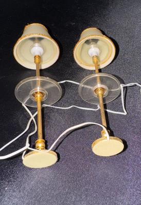 Pair of Electrified Floor Lamps - Lundby Vintage Miniature Dollhouse Furniture 1:12 Scale
