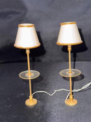 Pair of Electrified Floor Lamps - Lundby Vintage Miniature Dollhouse Furniture 1:12 Scale