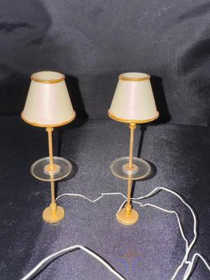 Pair of Electrified Floor Lamps - Lundby Vintage Miniature Dollhouse Furniture 1:12 Scale