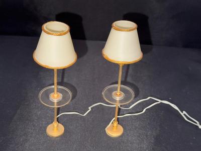 Pair of Electrified Floor Lamps - Lundby Vintage Miniature Dollhouse Furniture 1:12 Scale