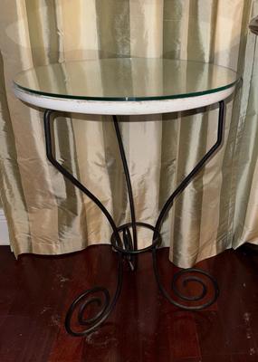 Small Formica Top Table with Iron Base