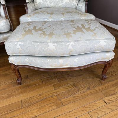 Pair of Ethan Allen Versailles Arm Chairs with Ottoman (LR-BM)