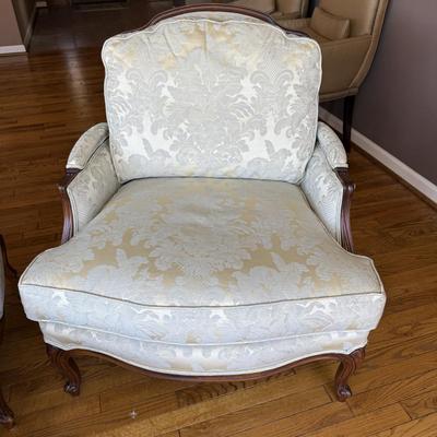 Pair of Ethan Allen Versailles Arm Chairs with Ottoman (LR-BM)