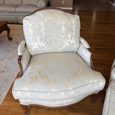 Pair of Ethan Allen Versailles Arm Chairs with Ottoman (LR-BM)