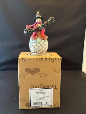 Jim Shore Snowman Holding Evergreen Hanging Ornament