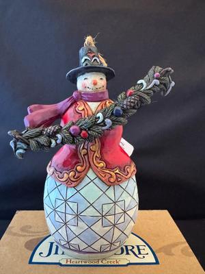 Jim Shore Snowman Holding Evergreen Hanging Ornament