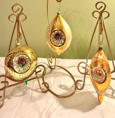 5 Gold Vintage Christmas Ornaments