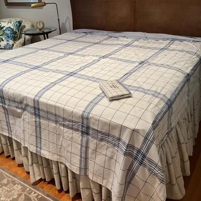 A204 King Ralph Lauren Cottage Hill Plaid Duvet Cover With Sham & Bedskirt