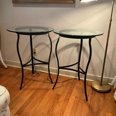 A207 Wrought Iron Glass Top Side Tables