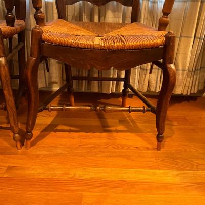 A215 Antique French Country Arm Chairs With Stool