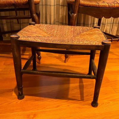 A215 Antique French Country Arm Chairs With Stool