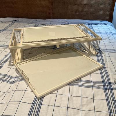 A217 White Wicker Bed Tray With Extra Tray
