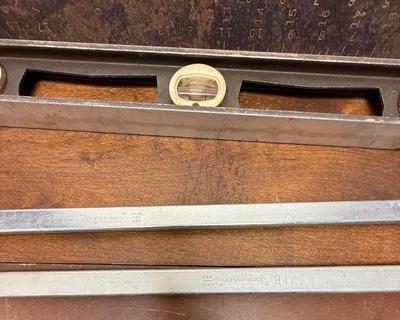 Sale Photo Thumbnail #39: Level and square have some rust, but are in solid, useable condition.  Jorgensen Clamps are 18" long and are in new condition.