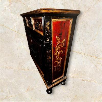 Sale Photo Thumbnail #366: Cabinet/Sideboard  in the Master Bedroom 40" W x 13" D x 39"H
Double door cabinet with shelf inside and 3 upper drawers. The front of the cabinet is accented with a cast iron piece mounted on the door face. Very unique piece!