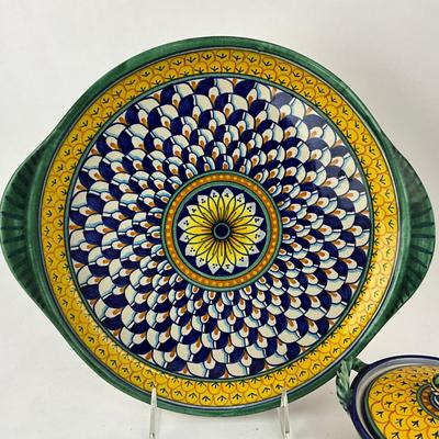 220 Hand Painted Italian Peacock Feather Majolica Pottery