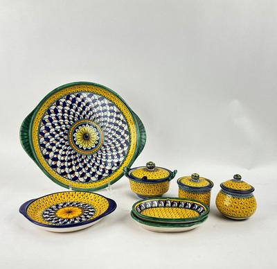 220 Hand Painted Italian Peacock Feather Majolica Pottery