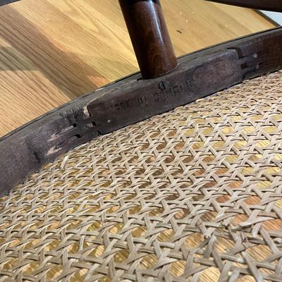 B225 Vintage Hepplewhite-Style Mahogany Tambour Door Secretary Writing Desk With Thonet Bentwood Bistro Cane Seat Chair