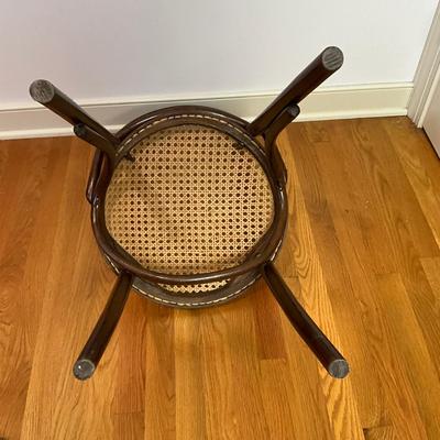 B225 Vintage Hepplewhite-Style Mahogany Tambour Door Secretary Writing Desk With Thonet Bentwood Bistro Cane Seat Chair