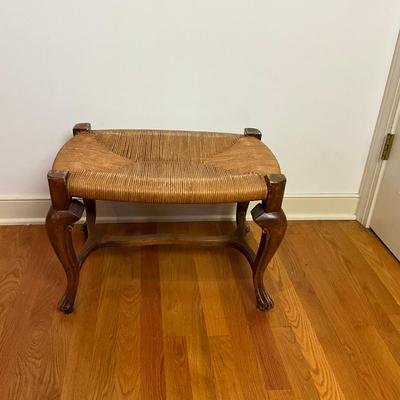 B226 Spanish Rococo Style Carved Wood Rush Seat