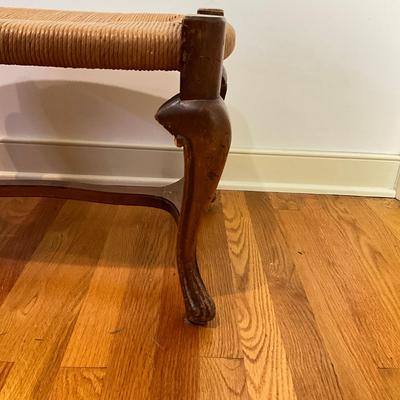 B226 Spanish Rococo Style Carved Wood Rush Seat