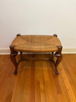 B226 Spanish Rococo Style Carved Wood Rush Seat