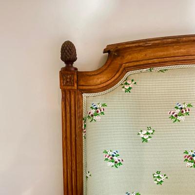 B233 Pair Of French Upholstered Twin Beds With Matching Bed Sheets