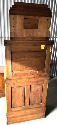 Sale Photo Thumbnail #10: Mid 19th Century Karl Johan Style Biedermeier Style Wood Secretaire Abattant or Drop Front Secretary Writing Desk with multiple drawers & compartments. Light colored wood with black accents. Austria. 1815-1848. Cross between Art Deco and Post Modern.
Appr