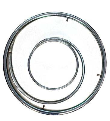 Sale Photo Thumbnail #255: Vintage 1970's Irving M Rosen Classic Pace Swirl Cigarette Accent Drink Table
13.5" x 14.5"
“In great vintage condition with minor marks on the chrome. Glass top could use a good cleaning. The small pieces that protrude to hold the glass in place have s