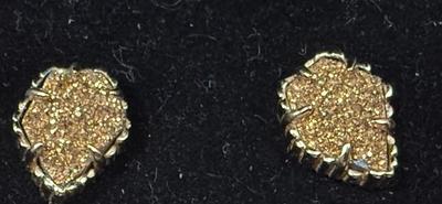 Gold Like Encrusted Type Pierced Earrings
