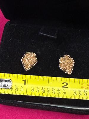 Gold Like Encrusted Type Pierced Earrings