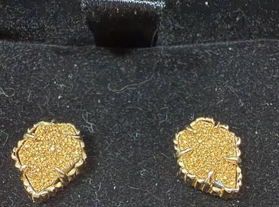 Gold Like Encrusted Type Pierced Earrings