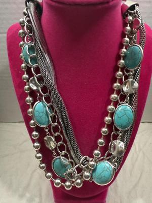 Turquoise and Silver-Like Necklace