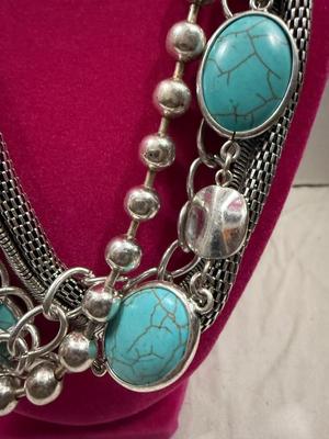 Turquoise and Silver-Like Necklace