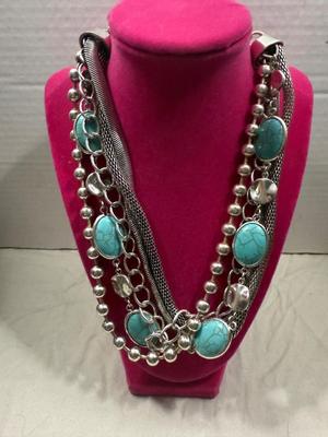 Turquoise and Silver-Like Necklace