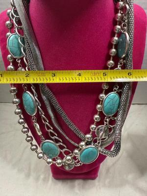 Turquoise and Silver-Like Necklace