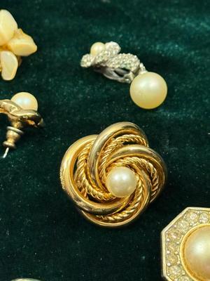 Miscellaneous Pearl-like and Rhinestone Earring lot