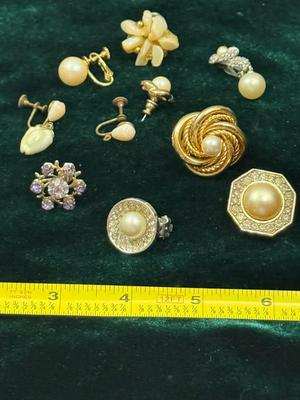 Miscellaneous Pearl-like and Rhinestone Earring lot