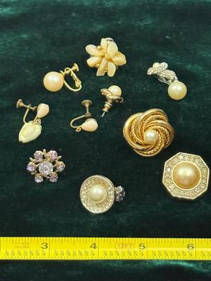 Miscellaneous Pearl-like and Rhinestone Earring lot