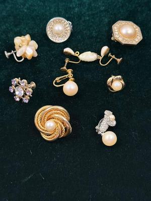 Miscellaneous Pearl-like and Rhinestone Earring lot