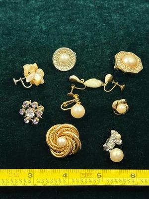 Miscellaneous Pearl-like and Rhinestone Earring lot