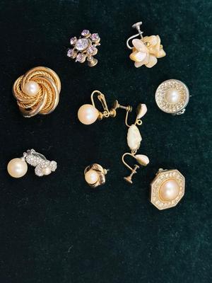 Miscellaneous Pearl-like and Rhinestone Earring lot